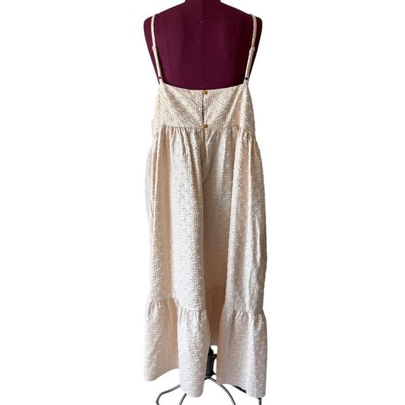 Kika Vargas Textured Empire Waist Midi Dress size 1X Cream Sleeveless - Picture 4 of 11